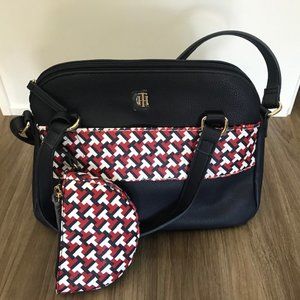 Tommy Hilfiger Blue White TH Handle Bag with Coins